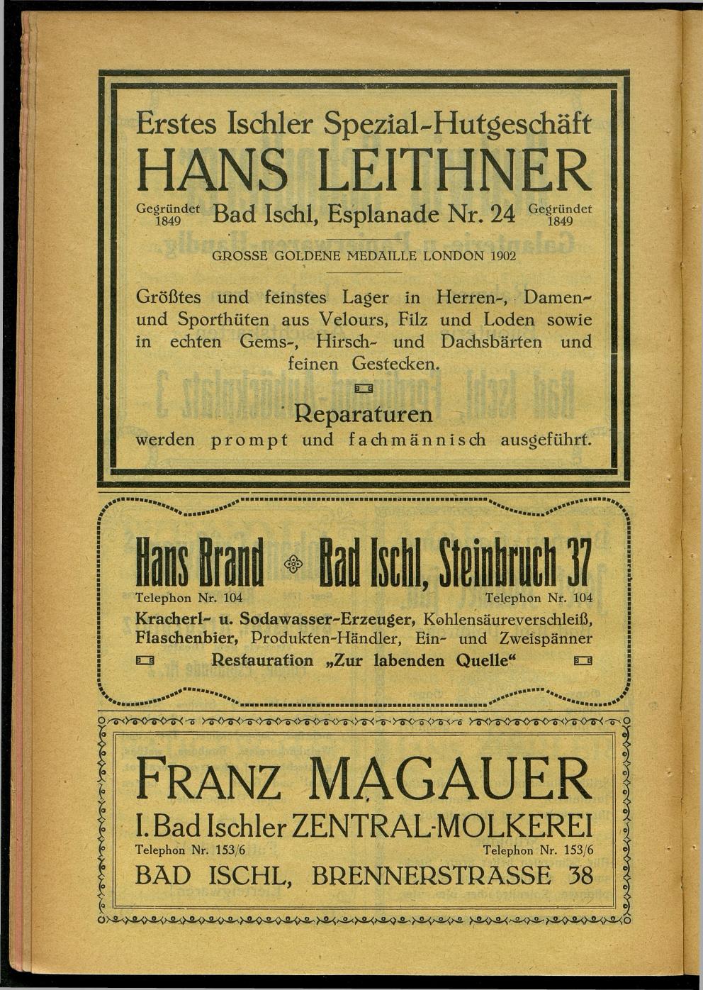 Handels- und Gewerbe-Adressbuch nebst Häuser-Verzeichnis der Kurortsgemeinde Bad Ischl 1925 - Seite 50