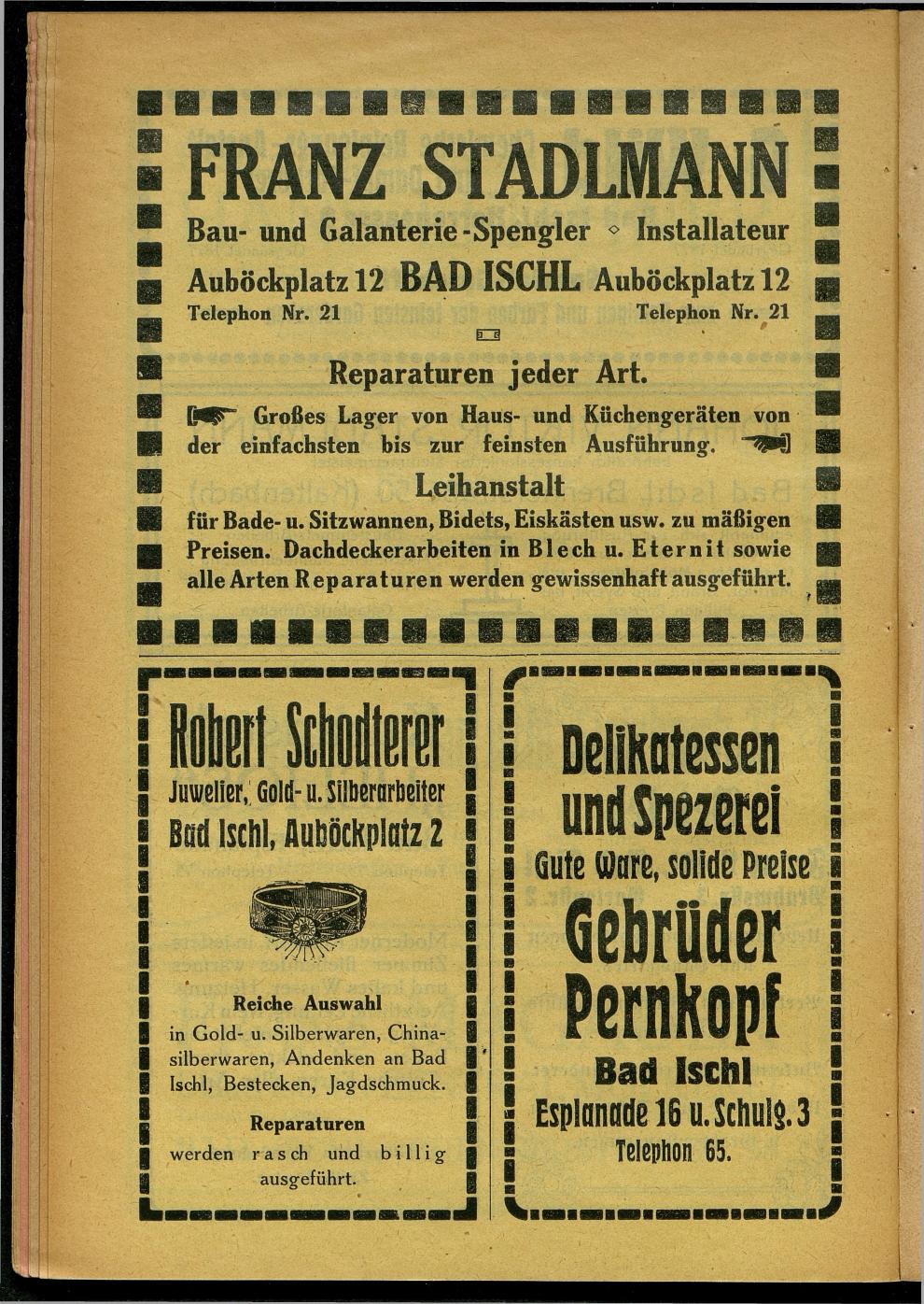 Handels- und Gewerbe-Adressbuch nebst Häuser-Verzeichnis der Kurortsgemeinde Bad Ischl 1925 - Seite 52
