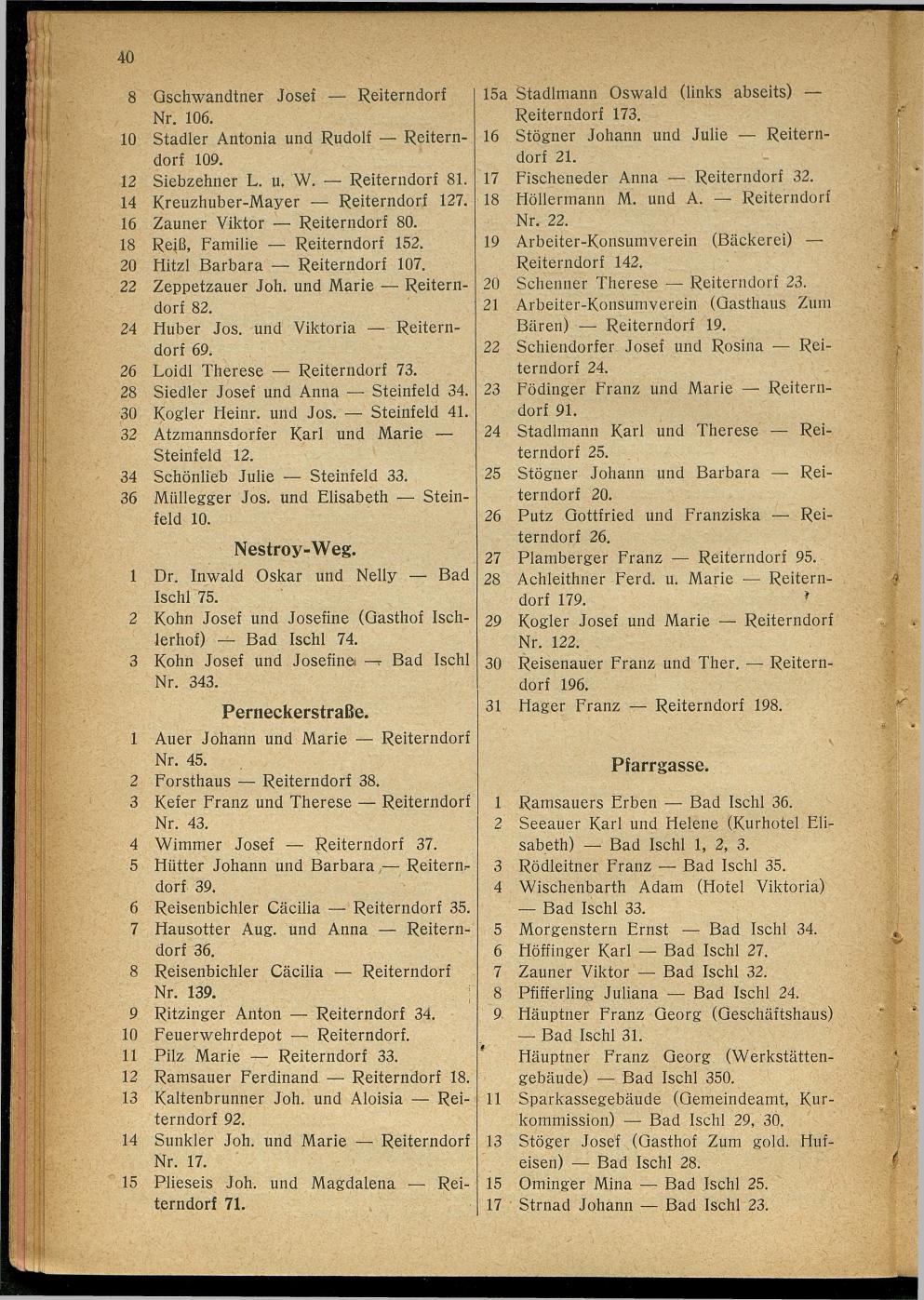 Handels- und Gewerbe-Adressbuch nebst Häuser-Verzeichnis der Kurortsgemeinde Bad Ischl 1925 - Seite 60