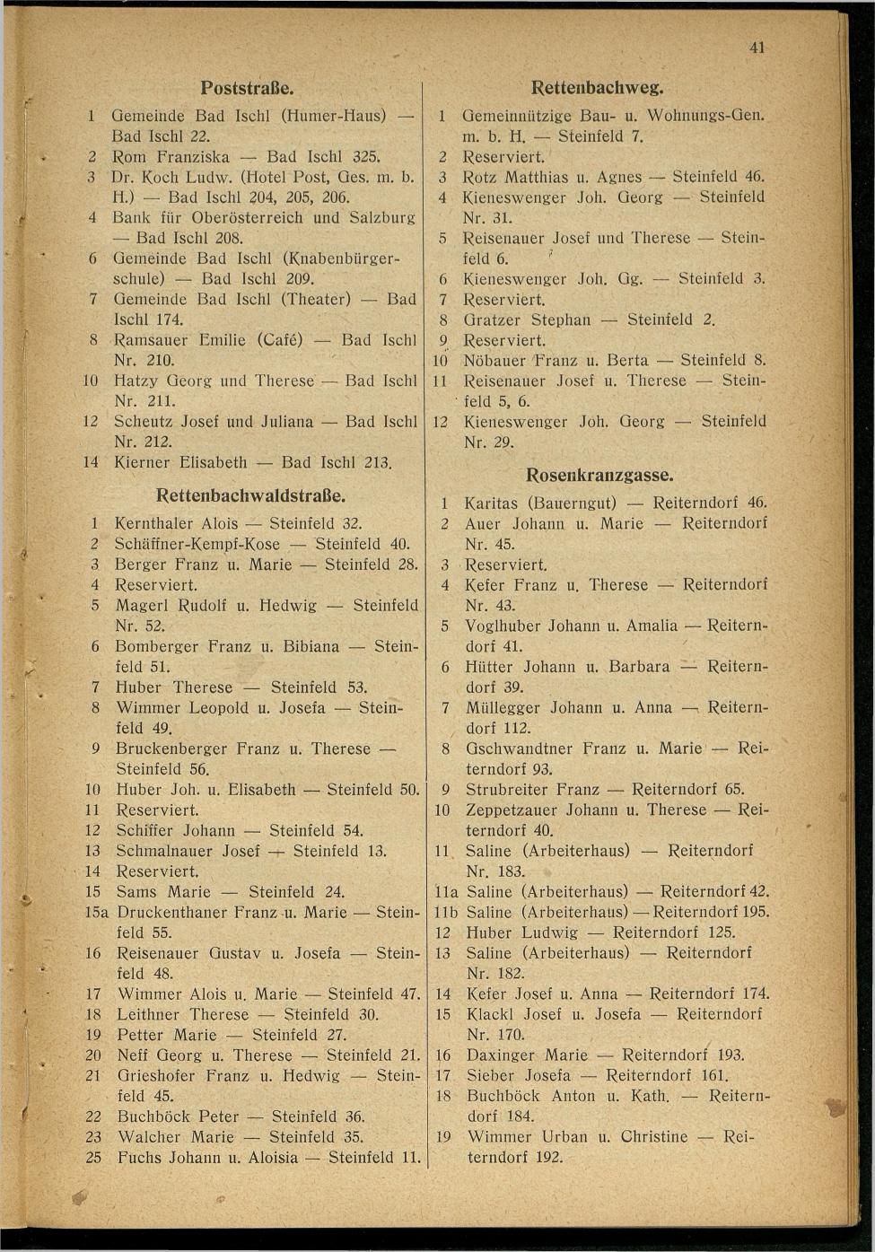 Handels- und Gewerbe-Adressbuch nebst Häuser-Verzeichnis der Kurortsgemeinde Bad Ischl 1925 - Seite 61