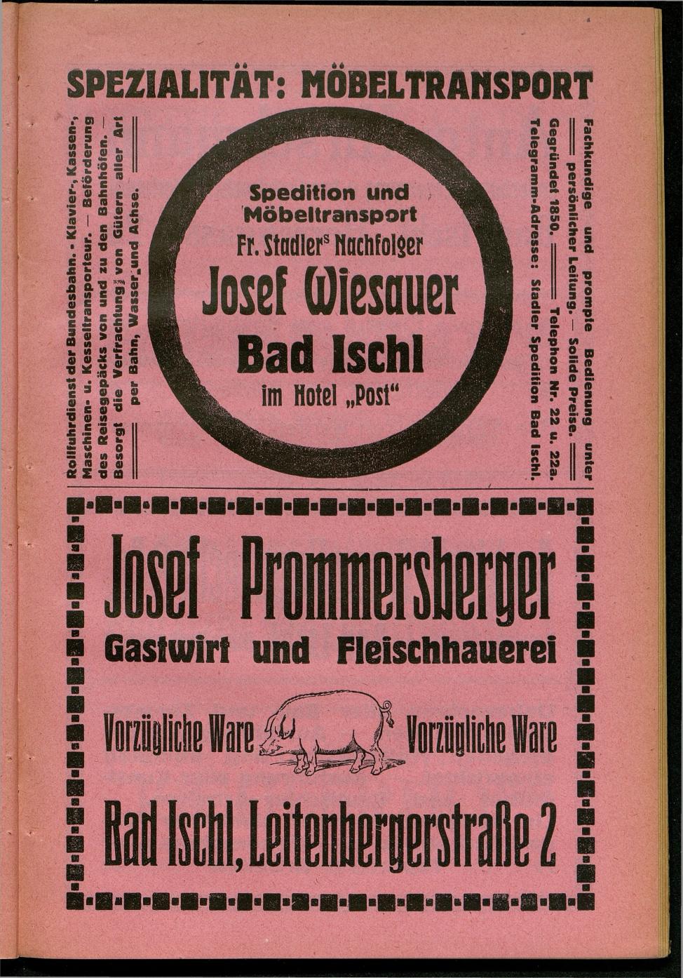 Handels- und Gewerbe-Adressbuch nebst Häuser-Verzeichnis der Kurortsgemeinde Bad Ischl 1925 - Seite 71