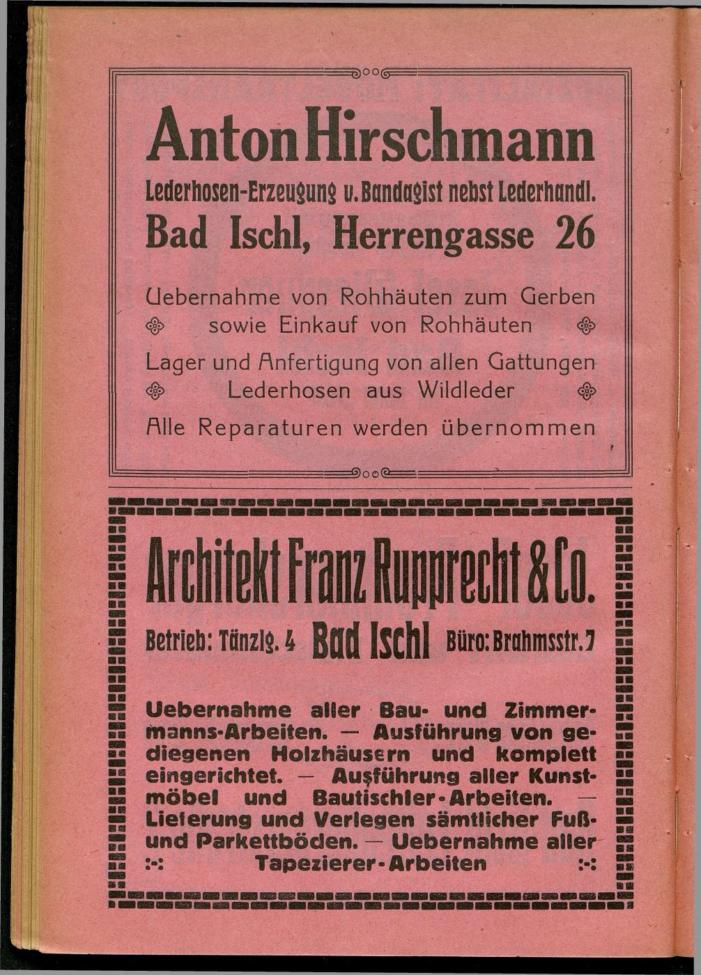 Handels- und Gewerbe-Adressbuch nebst Häuser-Verzeichnis der Kurortsgemeinde Bad Ischl 1925 - Seite 72
