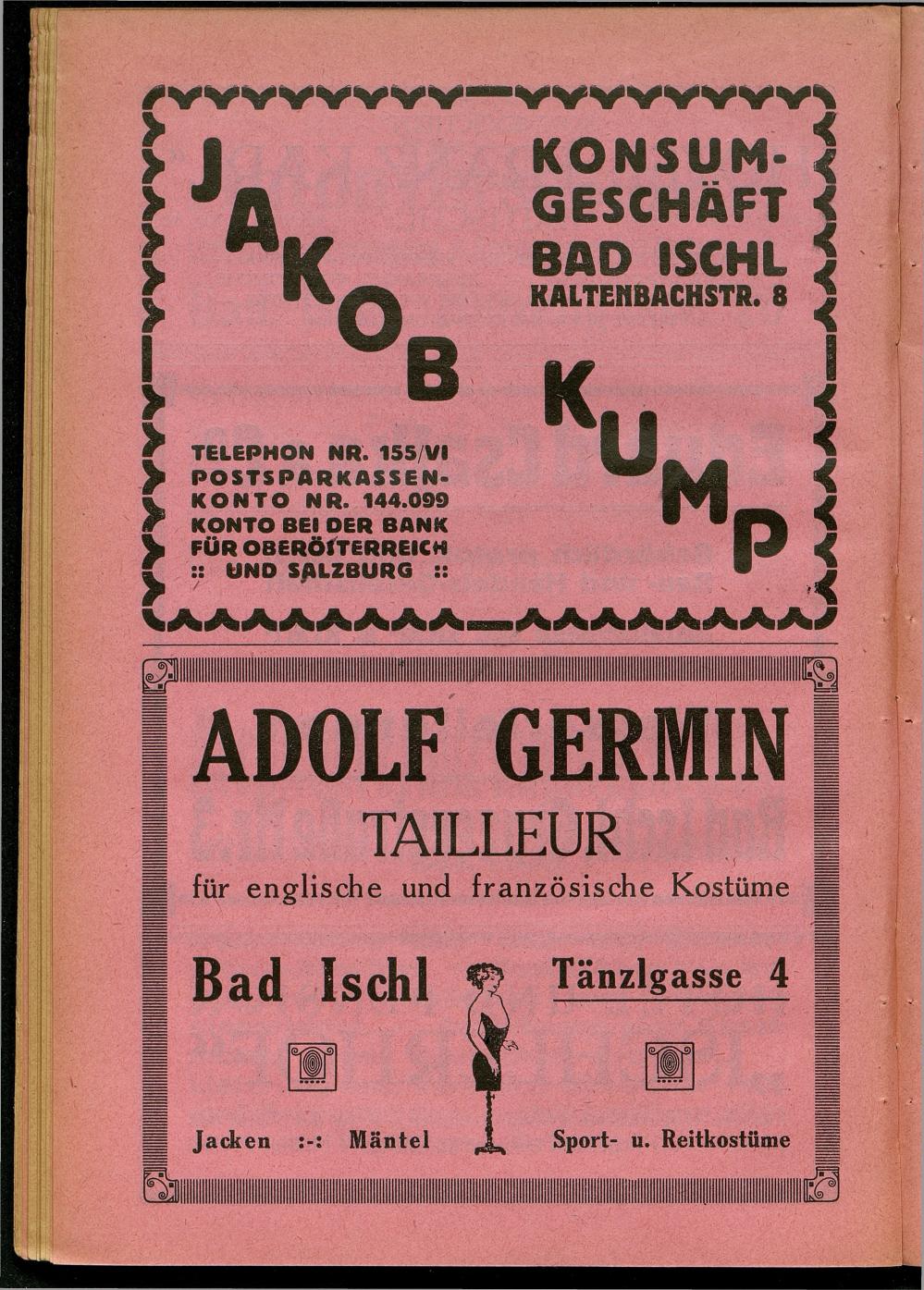 Handels- und Gewerbe-Adressbuch nebst Häuser-Verzeichnis der Kurortsgemeinde Bad Ischl 1925 - Seite 74
