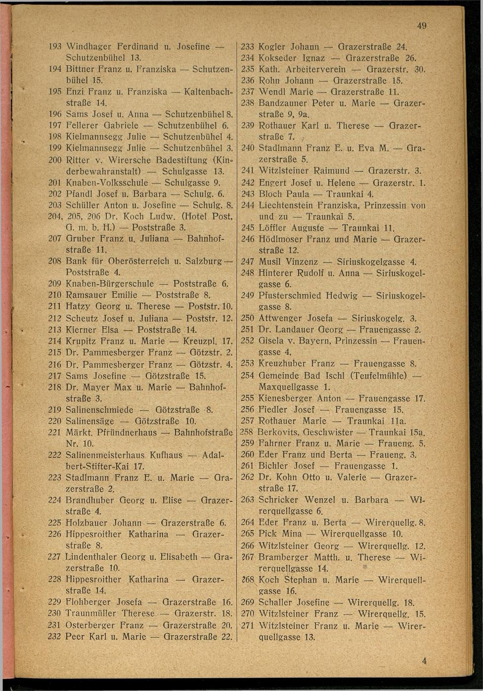 Handels- und Gewerbe-Adressbuch nebst Häuser-Verzeichnis der Kurortsgemeinde Bad Ischl 1925 - Seite 77