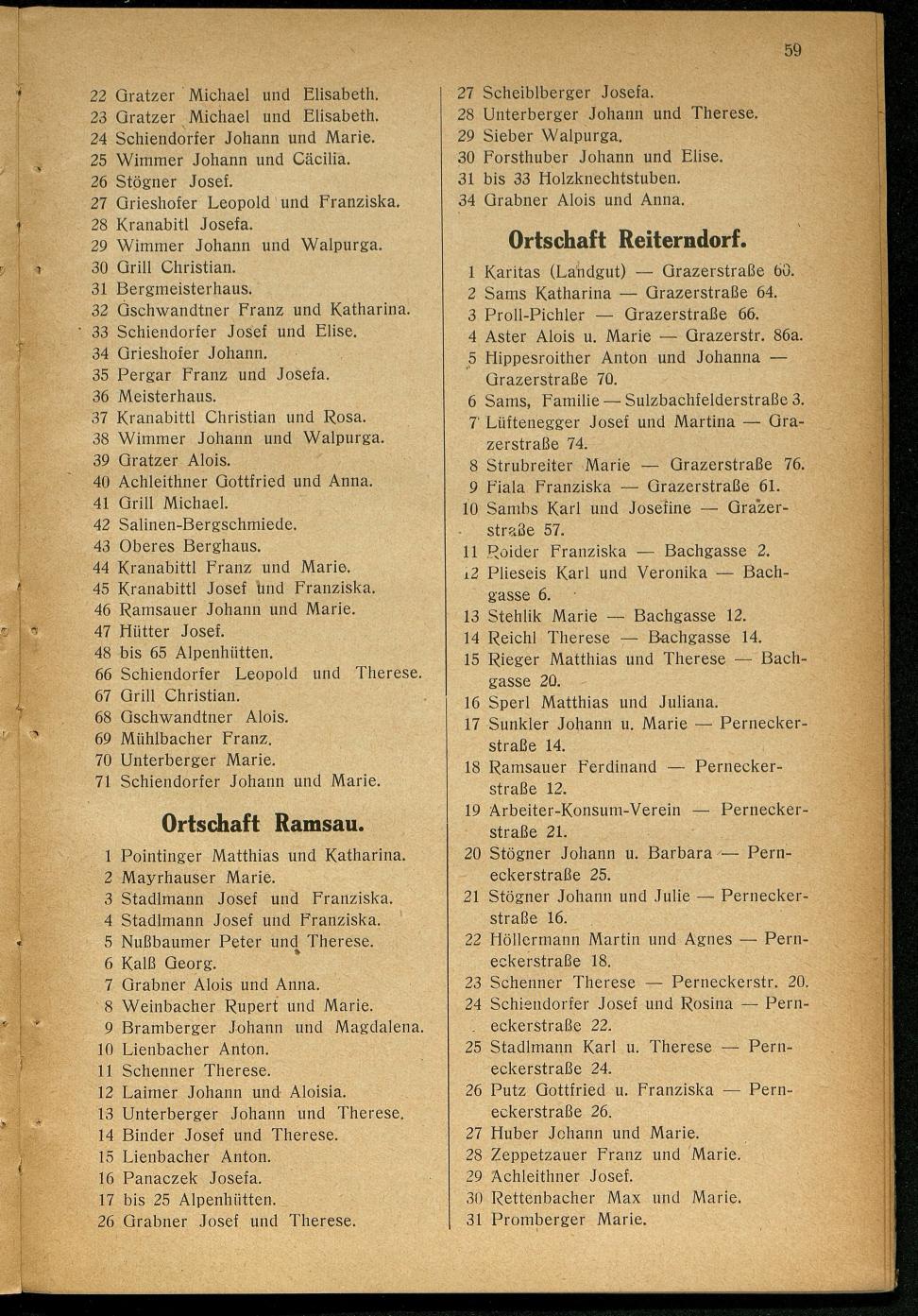 Handels- und Gewerbe-Adressbuch nebst Häuser-Verzeichnis der Kurortsgemeinde Bad Ischl 1925 - Seite 87
