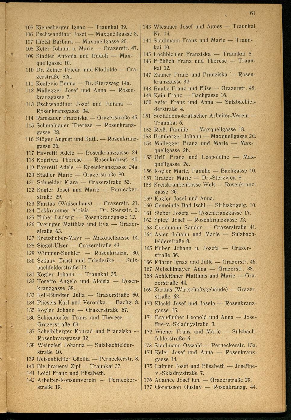 Handels- und Gewerbe-Adressbuch nebst Häuser-Verzeichnis der Kurortsgemeinde Bad Ischl 1925 - Seite 89