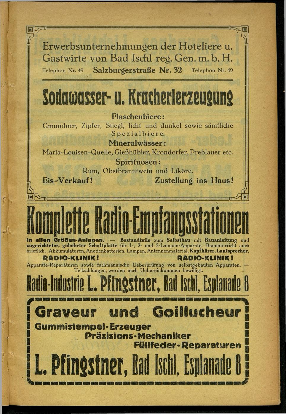 Handels- und Gewerbe-Adressbuch nebst Häuser-Verzeichnis der Kurortsgemeinde Bad Ischl 1925 - Seite 99