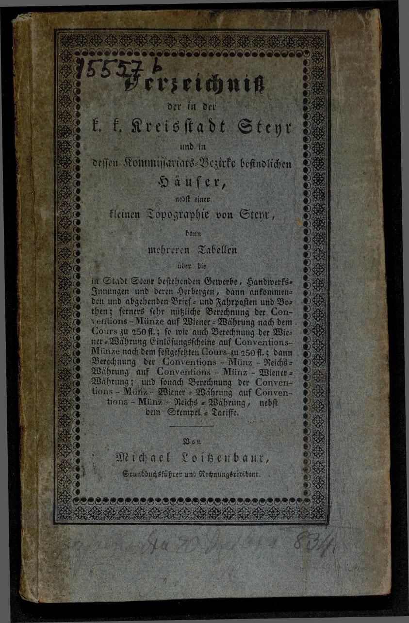 Verzeichniß der in der k. k. Kreisstadt Steyr 1834. - Seite 1