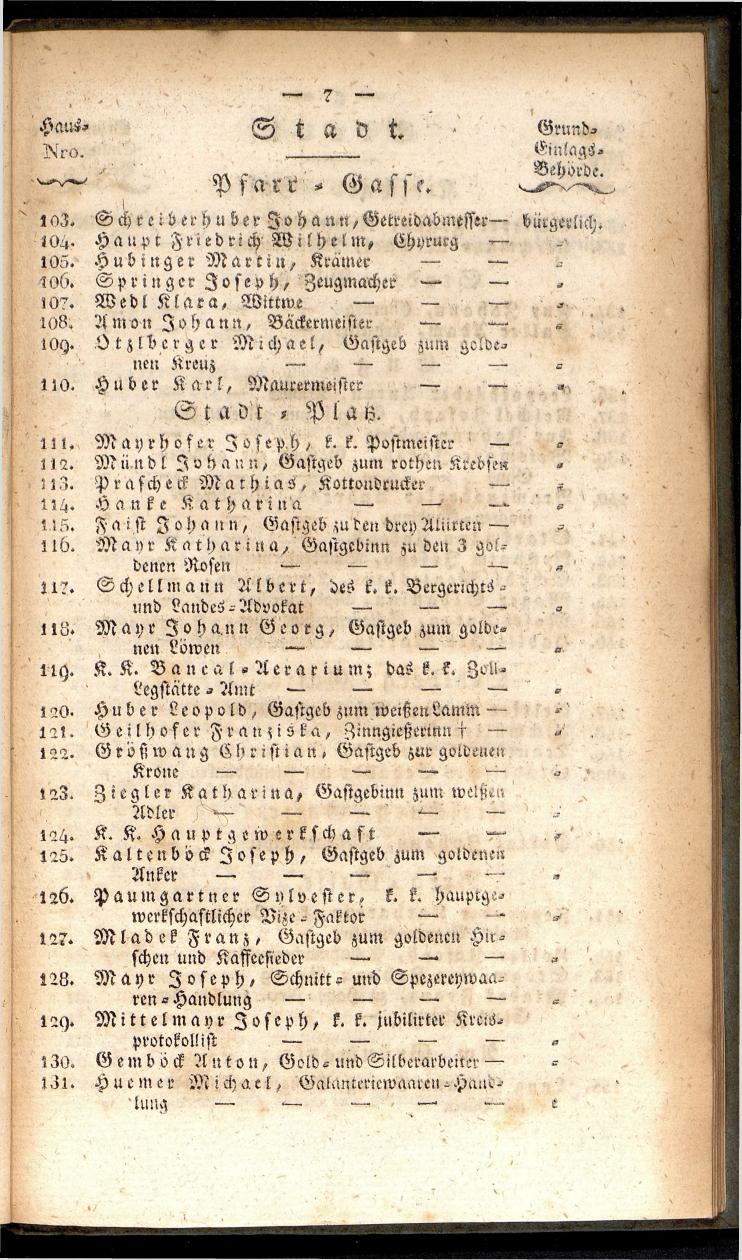 Verzeichniß der in der k. k. Kreisstadt Steyr 1834. - Seite 11