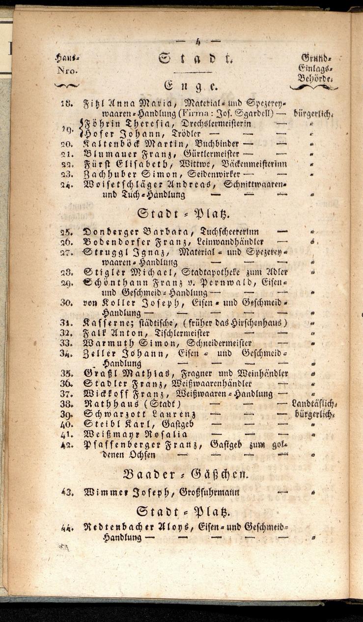 Verzeichniß der in der k. k. Kreisstadt Steyr 1834. - Seite 8