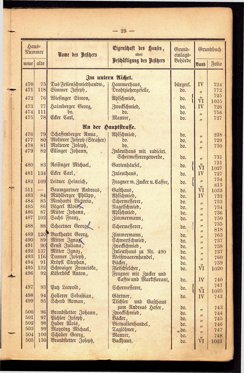 Stadt Steyer. Verzeichniss der Häuser und Besitzer 1866 - Seite 31