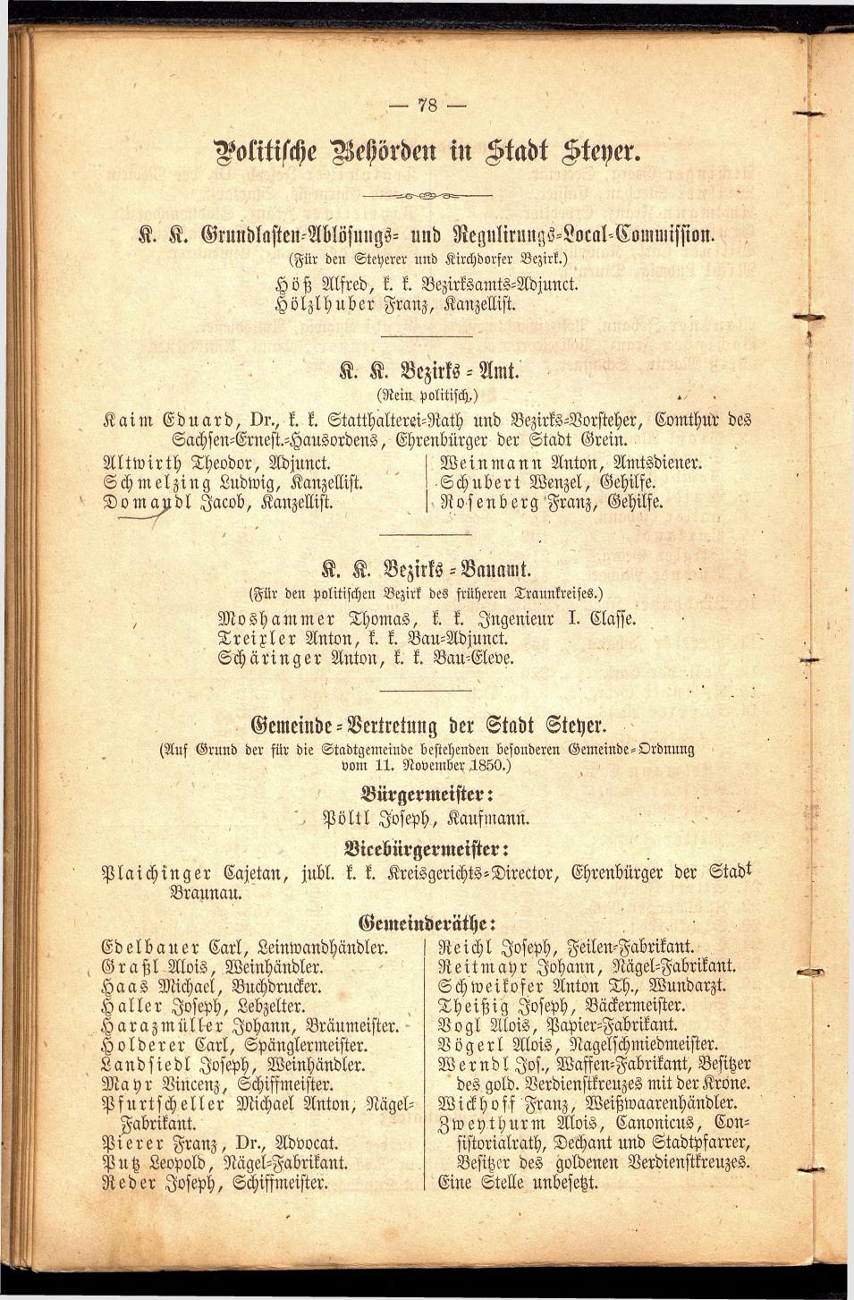 Stadt Steyer. Verzeichniss der Häuser und Besitzer 1866 - Seite 76