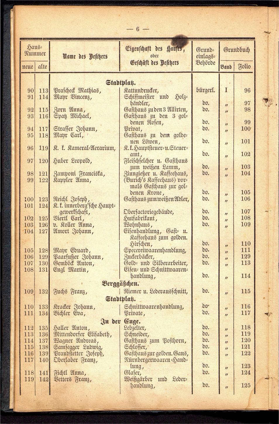 Stadt Steyer. Verzeichniss der Häuser und Besitzer 1866 - Seite 8