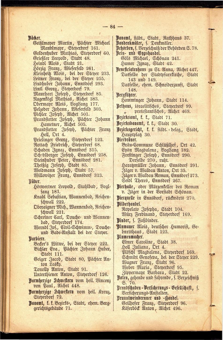 Stadt Steyer. Verzeichniss der Häuser und Besitzer 1866 - Seite 82