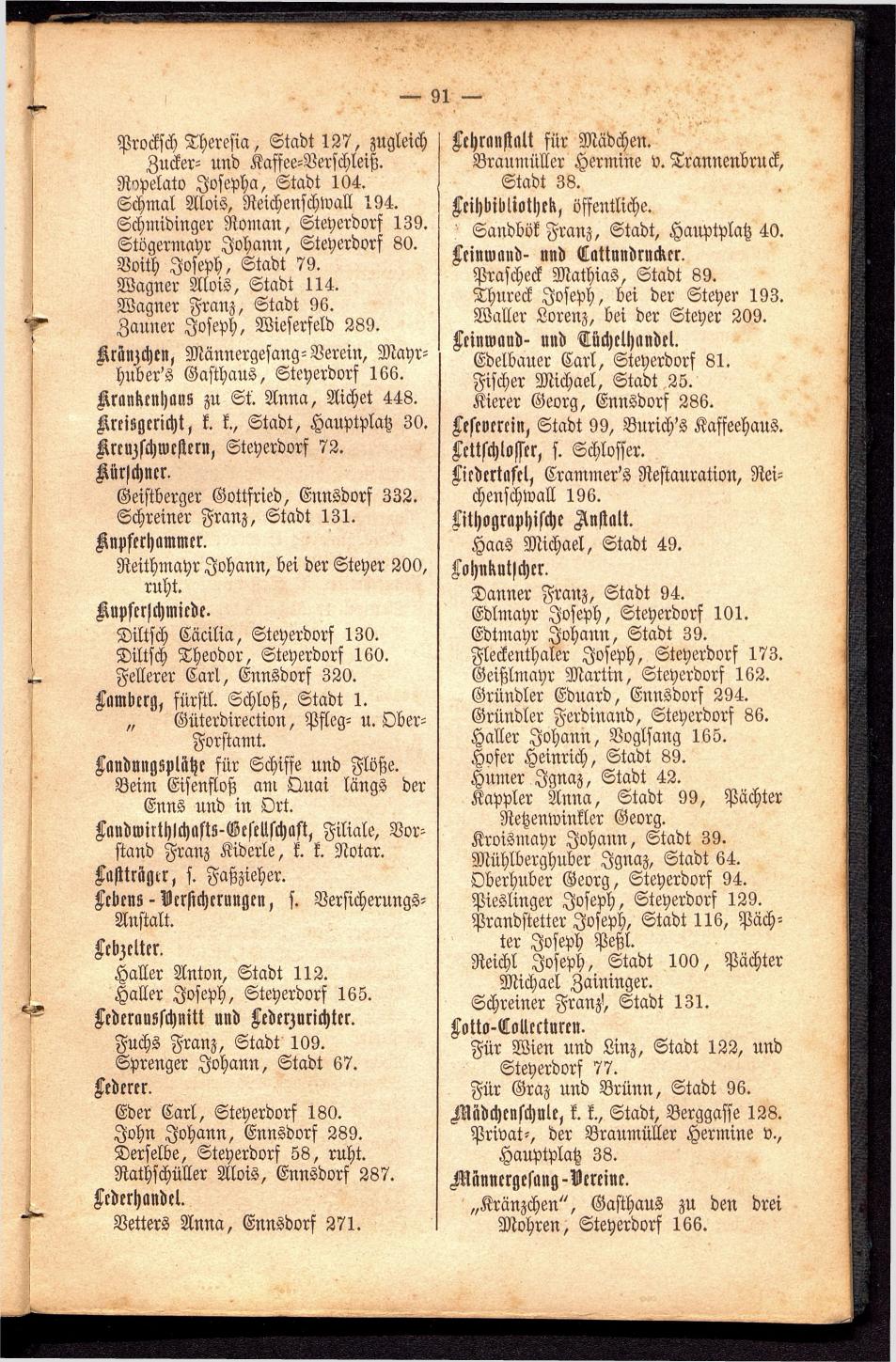 Stadt Steyer. Verzeichniss der Häuser und Besitzer 1866 - Seite 89