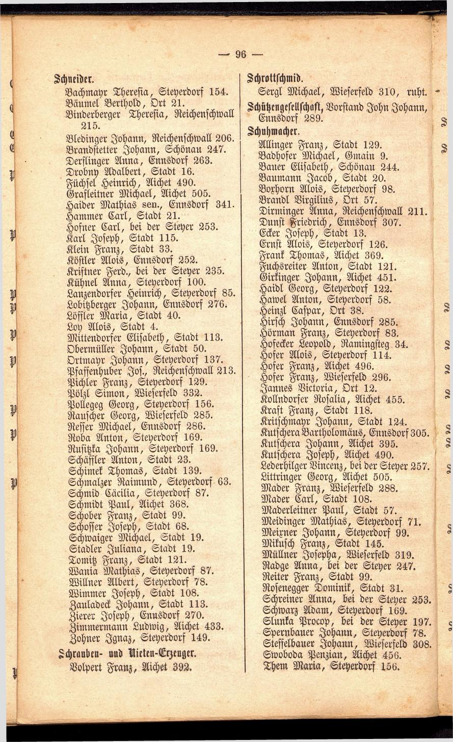 Stadt Steyer. Verzeichniss der Häuser und Besitzer 1866 - Seite 94
