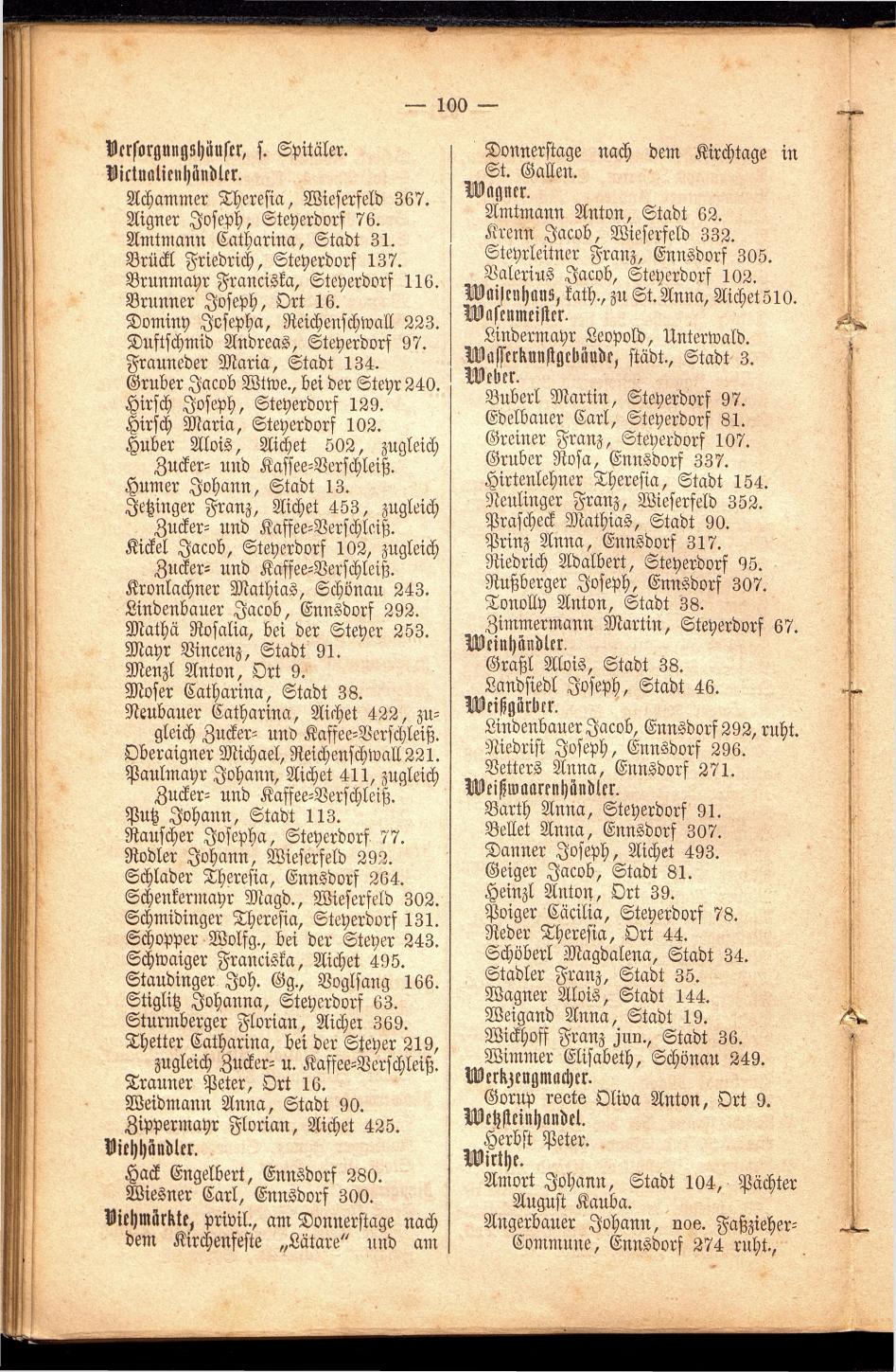 Stadt Steyer. Verzeichniss der Häuser und Besitzer 1866 - Seite 98