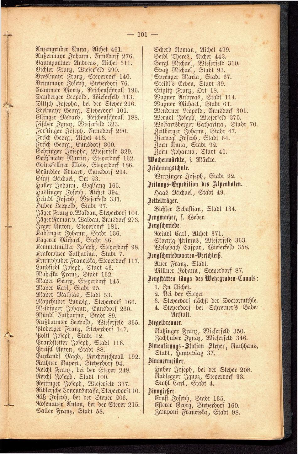 Stadt Steyer. Verzeichniss der Häuser und Besitzer 1866 - Seite 99