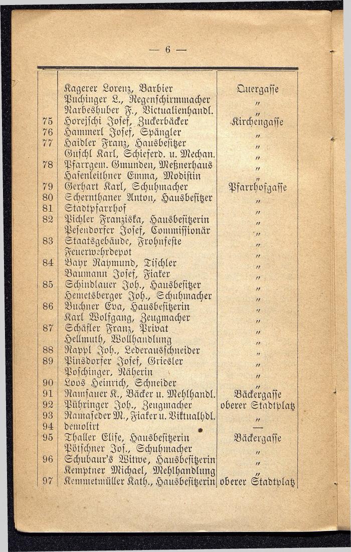 Häuser-Verzeichniß und Adressen-Buch von Gmunden 1885 - Seite 10