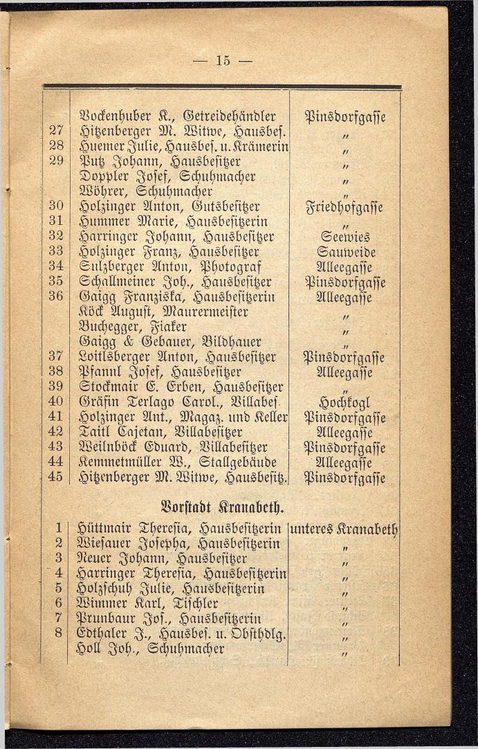 Häuser-Verzeichniß und Adressen-Buch von Gmunden 1885 - Seite 19