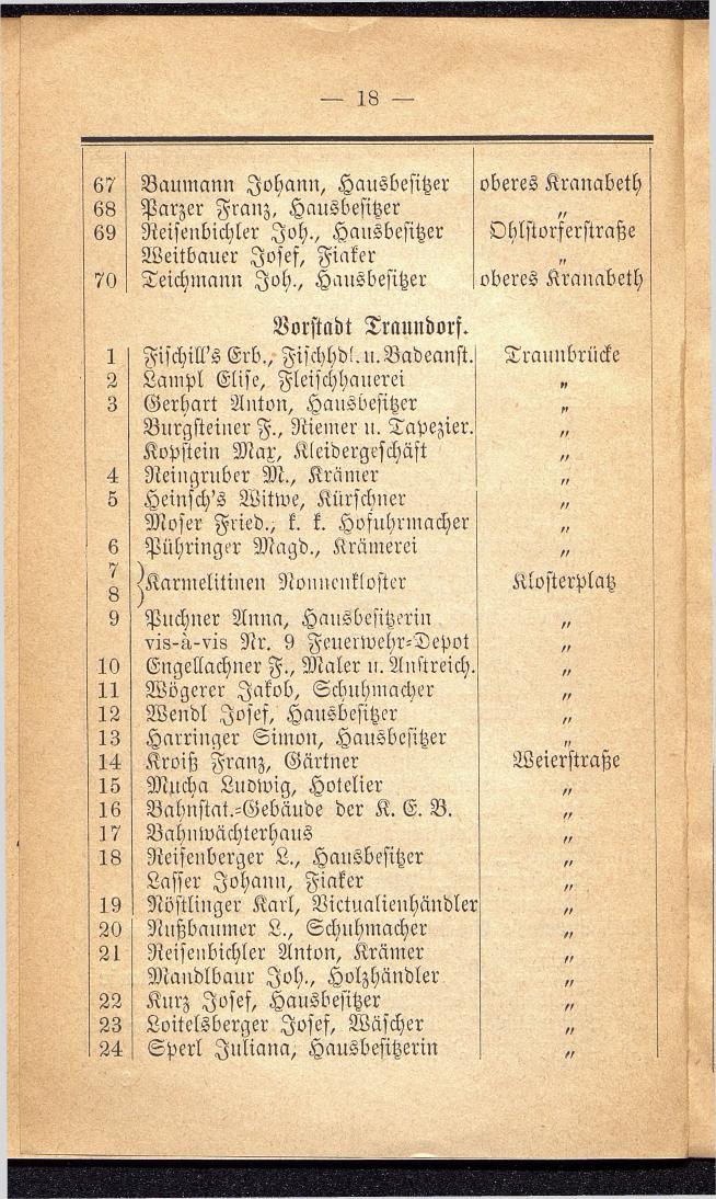 Häuser-Verzeichniß und Adressen-Buch von Gmunden 1885 - Seite 22