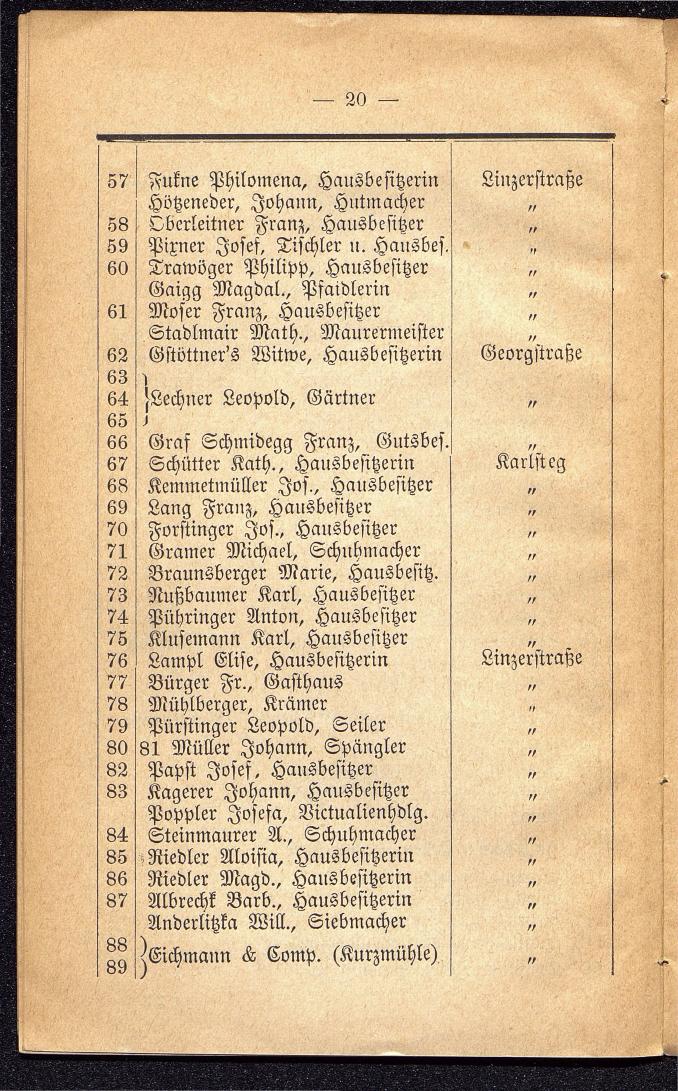 Häuser-Verzeichniß und Adressen-Buch von Gmunden 1885 - Seite 24