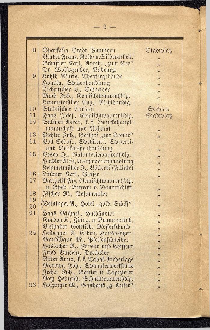 Häuser-Verzeichniß und Adressen-Buch von Gmunden 1885 - Seite 6