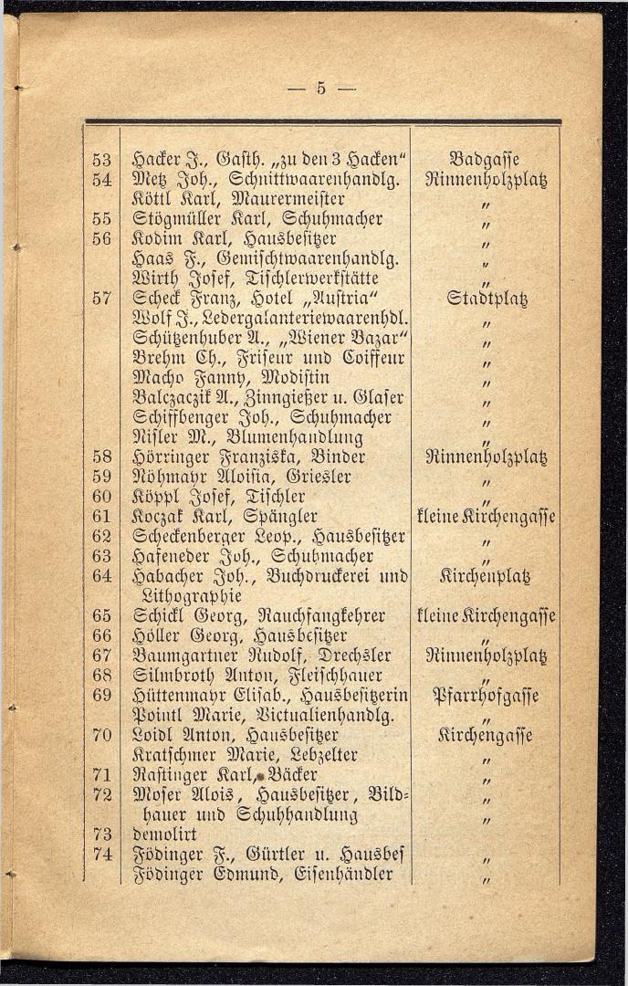 Häuser-Verzeichniß und Adressen-Buch von Gmunden 1885 - Seite 9