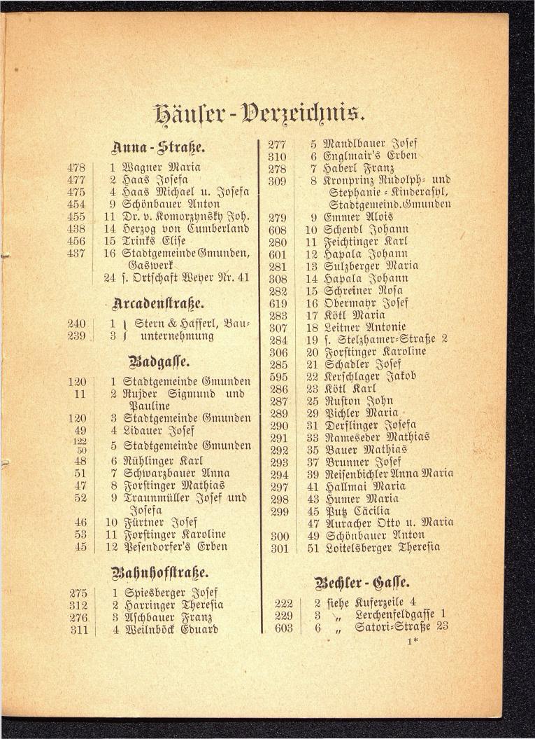 Häuser-Verzeichnis der Stadt Gmunden 1899 - Seite 5