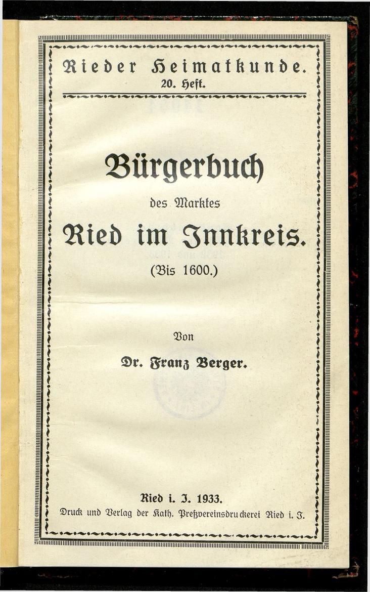 Bürgerbuch des Marktes Ried im Innkreis (Bis 1600) - Seite 5