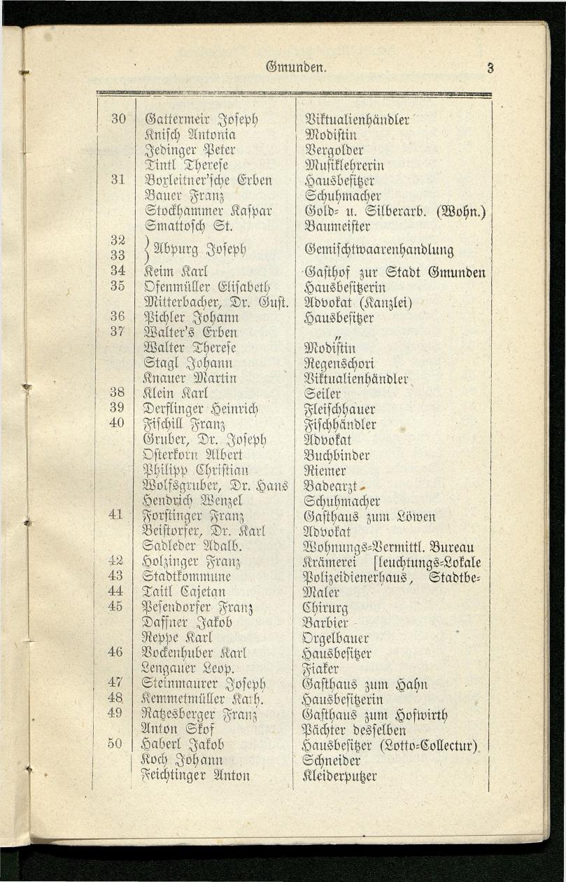 Adressenbuch der Curorte Gmunden, Ischl und Aussee. Ein Führer für Fremde und Einheimische 1873. - Seite 11
