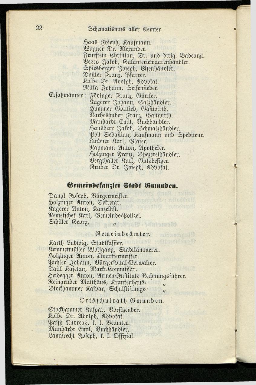 Adressenbuch der Curorte Gmunden, Ischl und Aussee. Ein Führer für Fremde und Einheimische 1873. - Seite 30