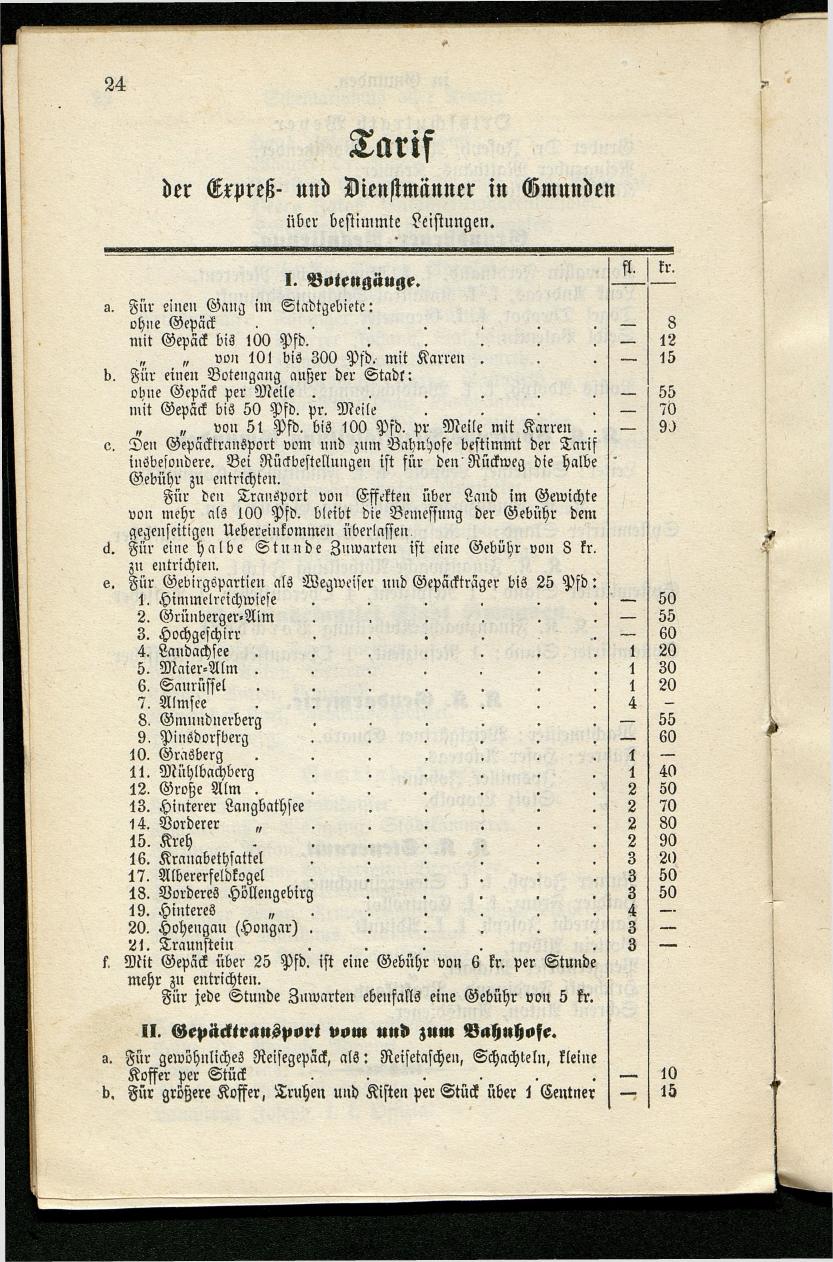 Adressenbuch der Curorte Gmunden, Ischl und Aussee. Ein Führer für Fremde und Einheimische 1873. - Seite 32