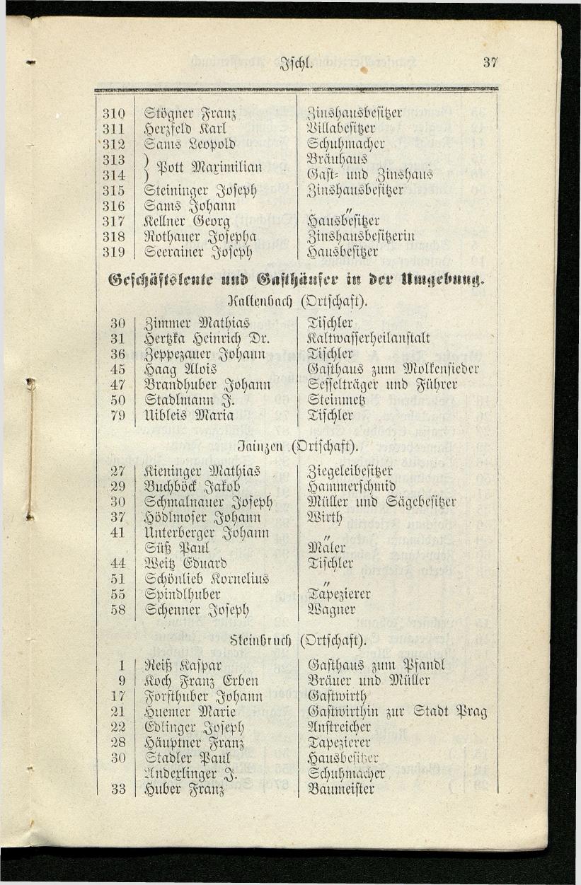 Adressenbuch der Curorte Gmunden, Ischl und Aussee. Ein Führer für Fremde und Einheimische 1873. - Seite 45