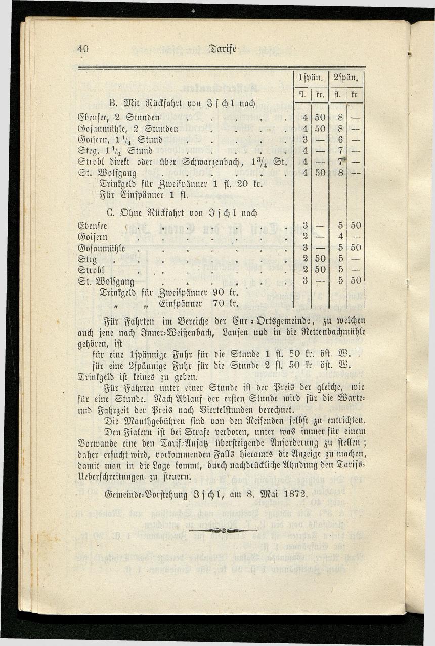 Adressenbuch der Curorte Gmunden, Ischl und Aussee. Ein Führer für Fremde und Einheimische 1873. - Seite 48