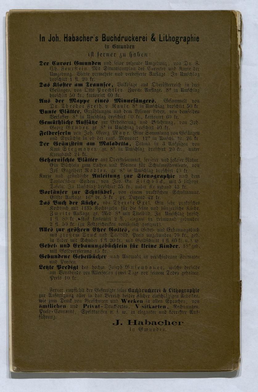 Adressenbuch der Curorte Gmunden, Ischl und Aussee. Ein Führer für Fremde und Einheimische 1873. - Seite 60