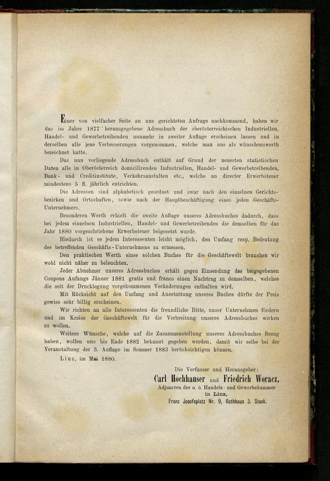 Adressen-Buch der sämmtlichen Industriellen, Handel- & Gewerbetreibenden in Oberösterreich 1880 - Seite 7
