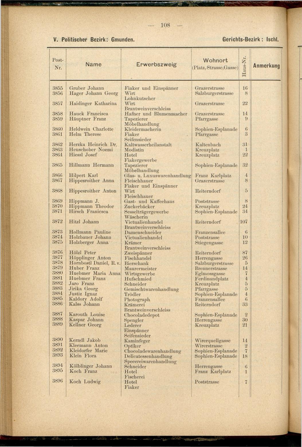 Adress-Buch der Industriellen, Handel- & Gewerbetreibenden in Oberösterreich 1894 - Seite 120