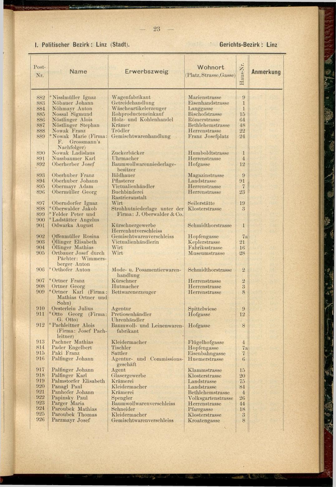Adress-Buch der Industriellen, Handel- & Gewerbetreibenden in Oberösterreich 1894 - Seite 35