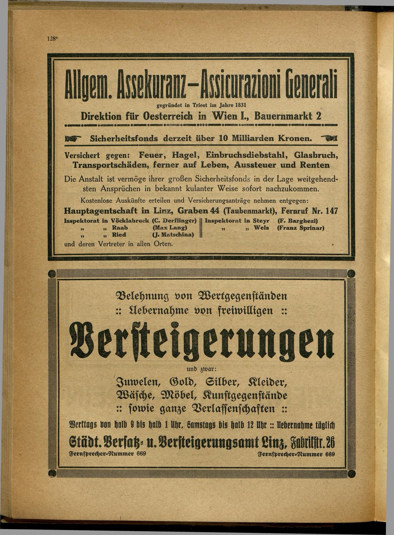 Handels- und Gewerbe-Adreßbuch von Oberösterreich 1923 - Seite 130