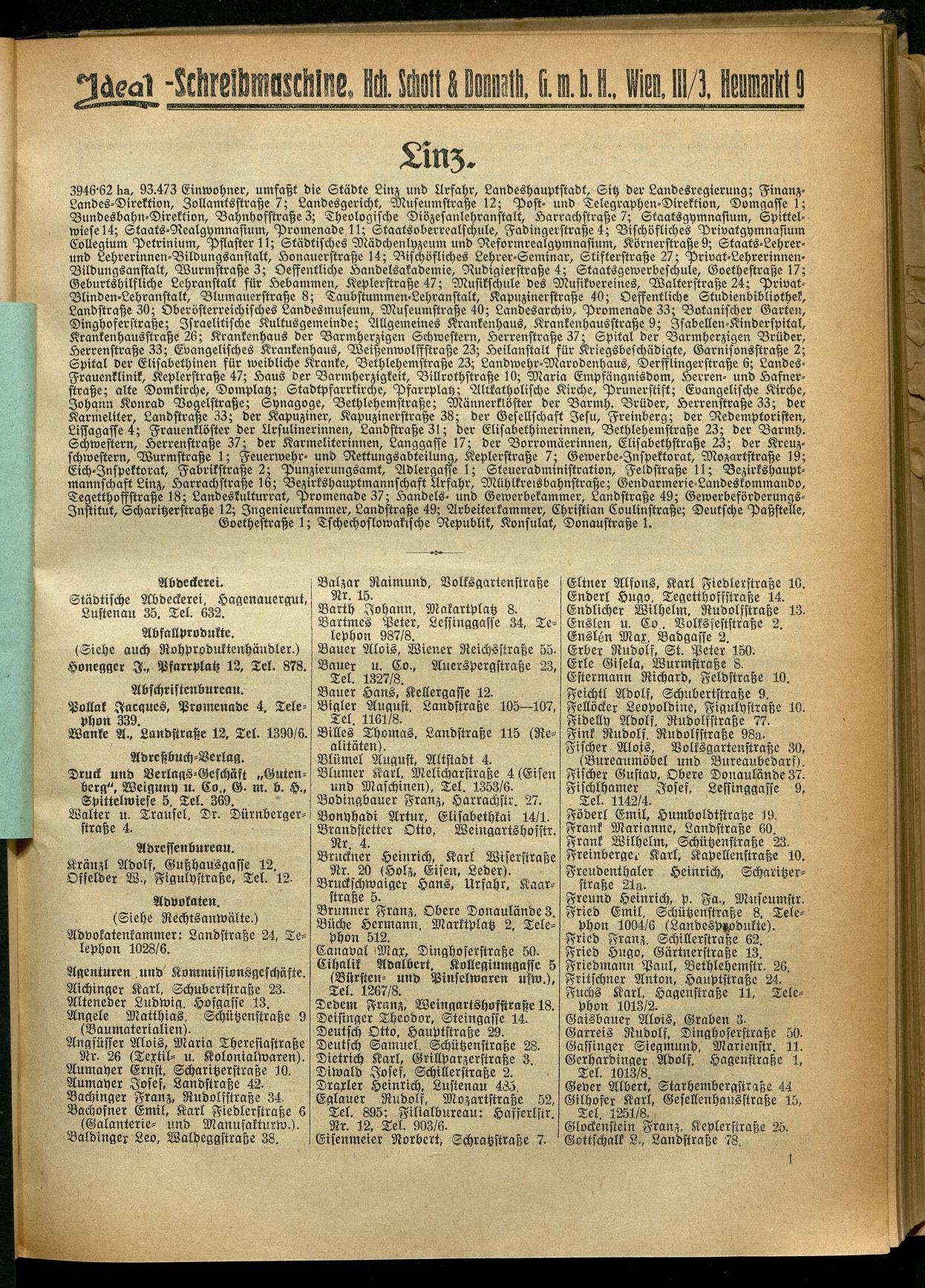 Handels- und Gewerbe-Adreßbuch von Oberösterreich 1923 - Seite 145
