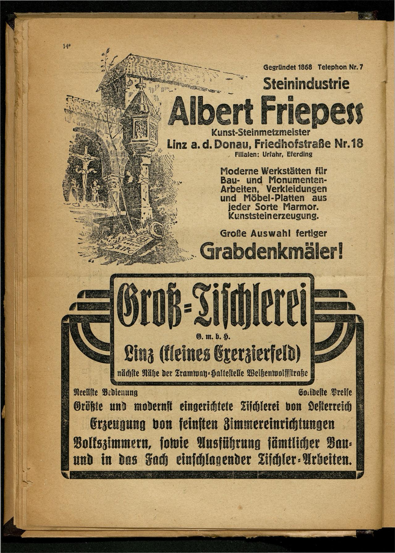 Handels- und Gewerbe-Adreßbuch von Oberösterreich 1923 - Seite 16