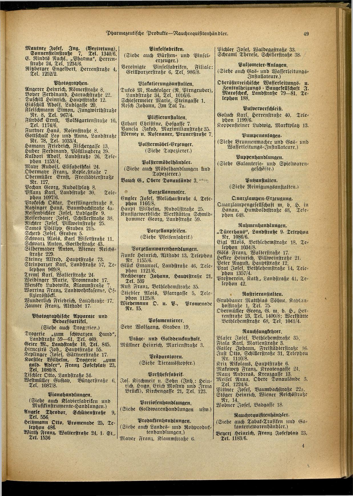 Handels- und Gewerbe-Adreßbuch von Oberösterreich 1923 - Seite 199