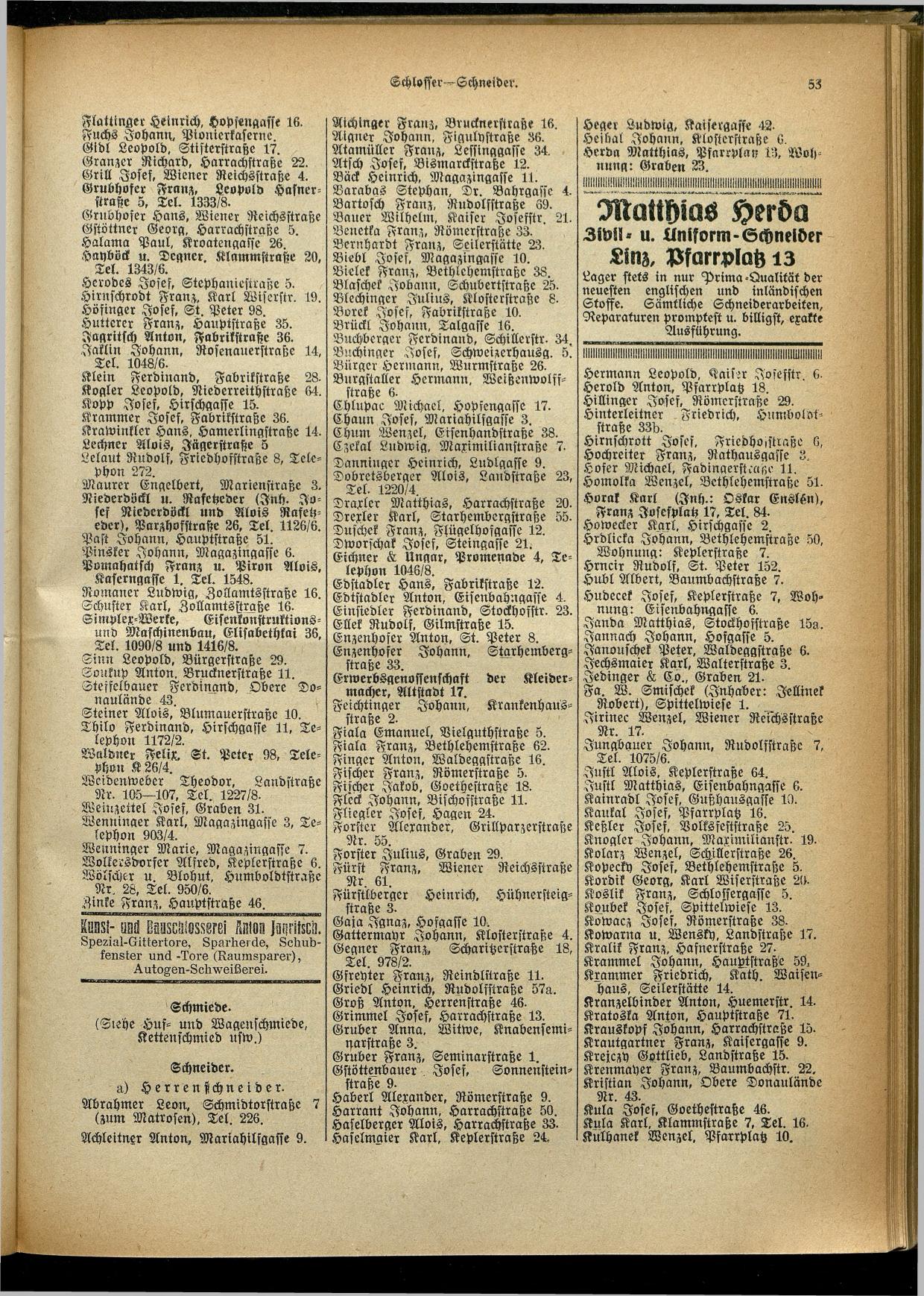 Handels- und Gewerbe-Adreßbuch von Oberösterreich 1923 - Seite 203
