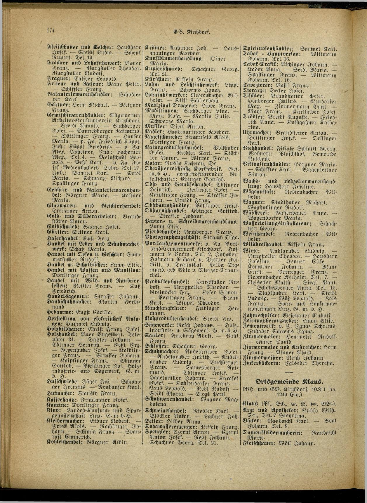 Handels- und Gewerbe-Adreßbuch von Oberösterreich 1923 - Seite 332