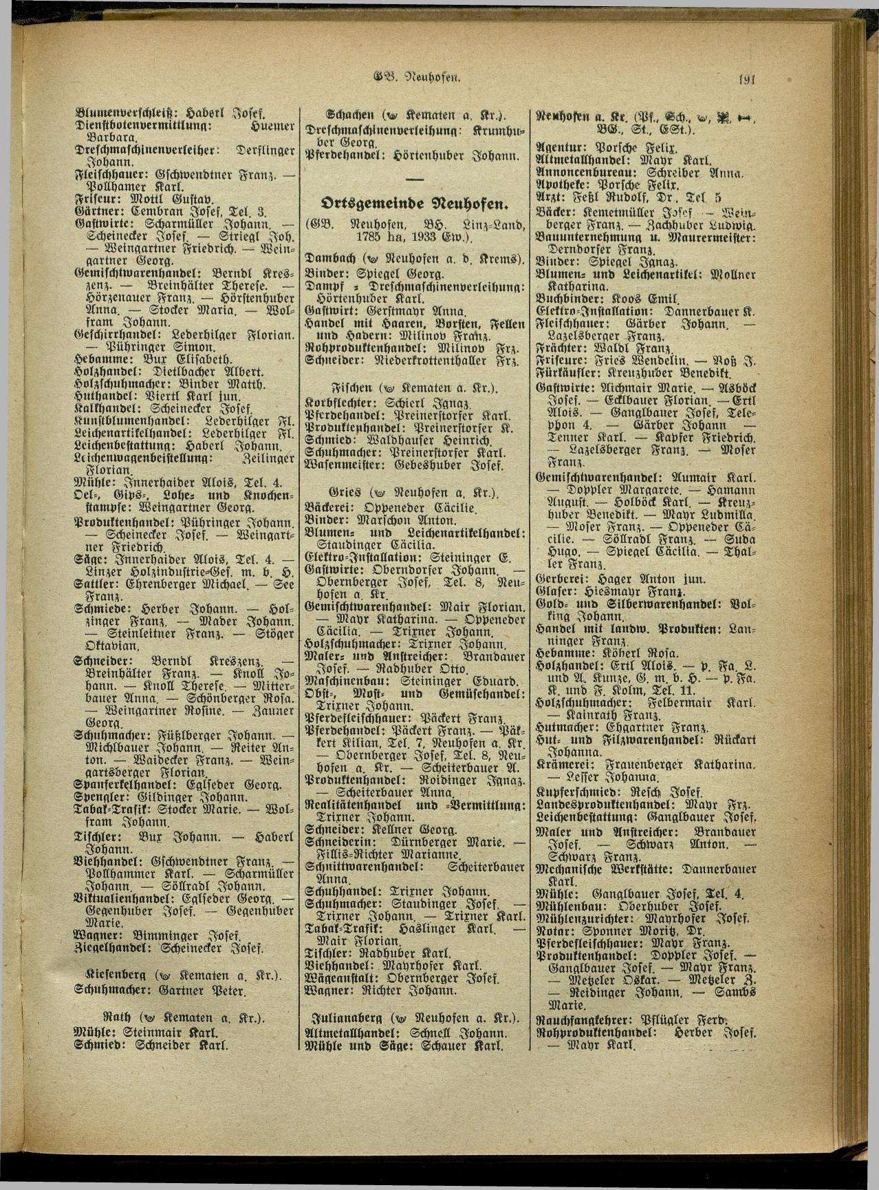 Handels- und Gewerbe-Adreßbuch von Oberösterreich 1923 - Seite 349