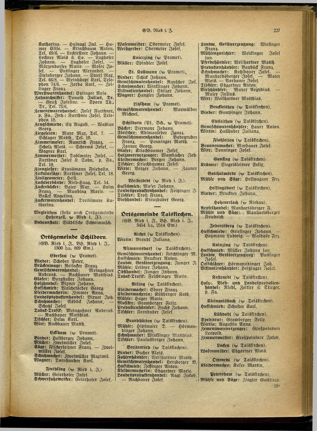 Handels- und Gewerbe-Adreßbuch von Oberösterreich 1923 - Seite 387