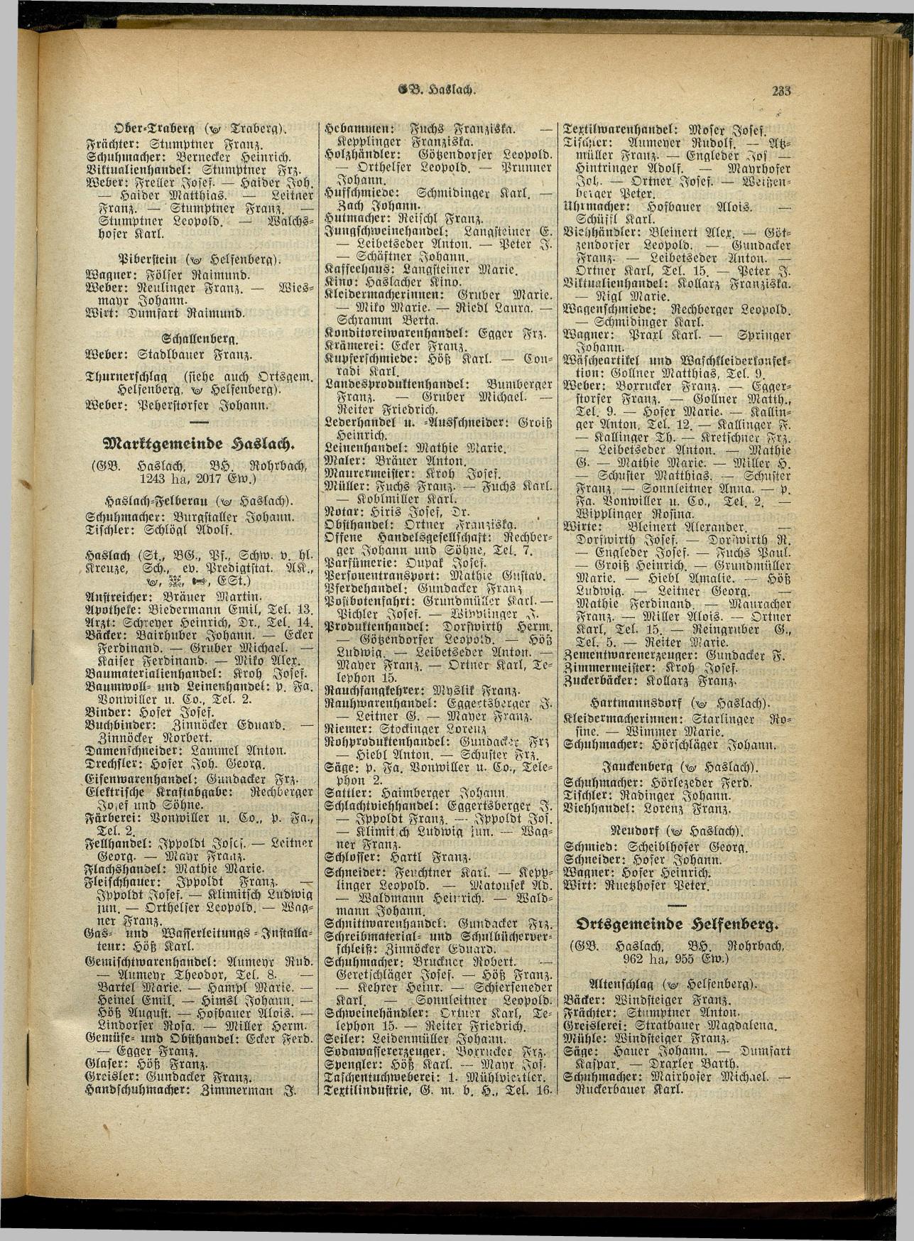 Handels- und Gewerbe-Adreßbuch von Oberösterreich 1923 - Seite 393