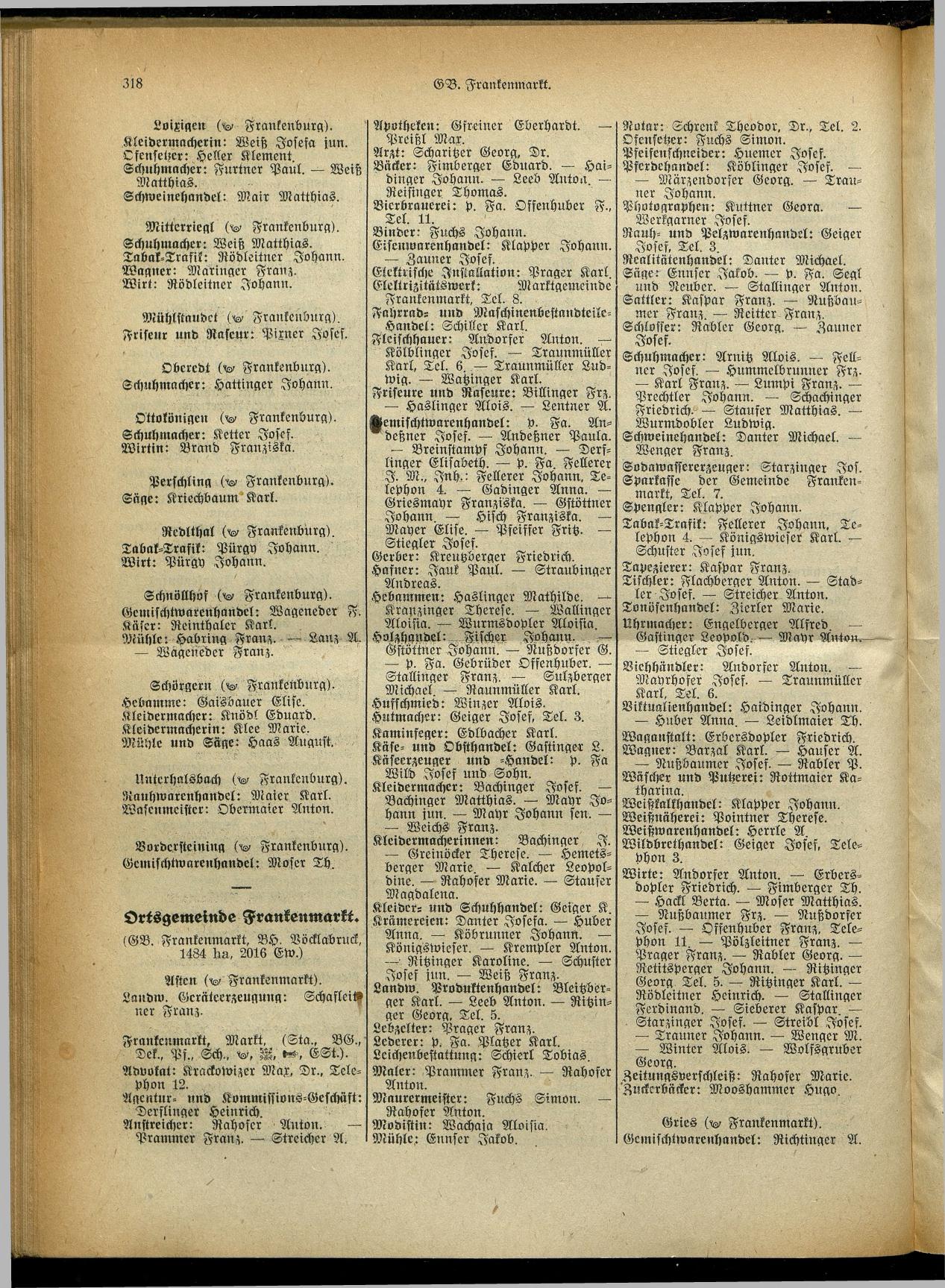 Handels- und Gewerbe-Adreßbuch von Oberösterreich 1923 - Seite 478