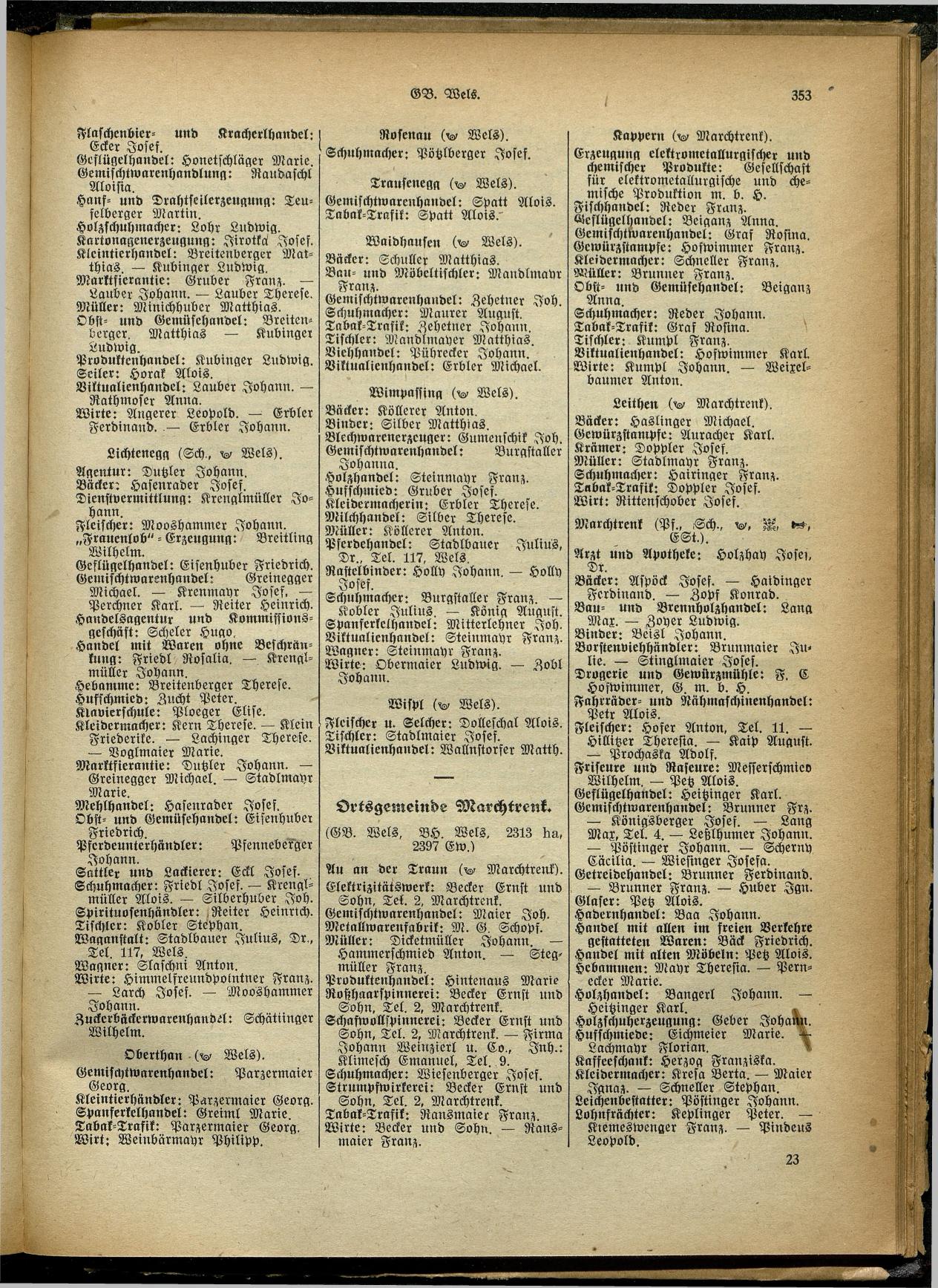 Handels- und Gewerbe-Adreßbuch von Oberösterreich 1923 - Page 513